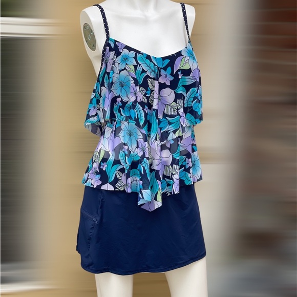 Beach House 2 Piece Swimsuit for Women Bathing Suits Bikini top and skirt Large - Picture 1 of 5